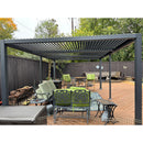 PURPLE LEAF Solar Louvered Pergola with LED String Lights and Control Panel Aluminum Outdoor Pergola with Adjustable Roof for Patio Deck Garden Yard Gray