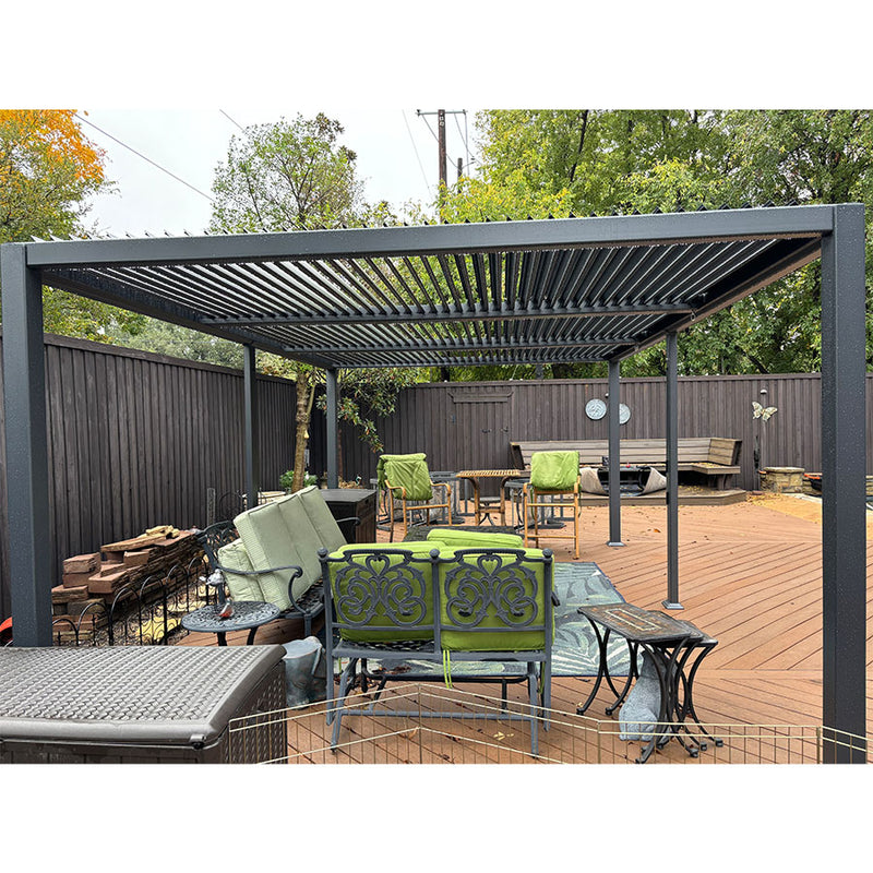 PURPLE LEAF 11.4' × 17.5' Outdoor Louvered Pergola with Adjustable Hardtop Gazebo Sun Shade Patio Aluminum Pergola