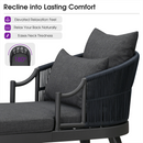 PURPLE LEAF Outdoor Lounge Chair, Patio Chaise Lounge with Cushioned Seat & Supportive Armrests, Ergonomic Aluminum Pool Lounge Chairs for Backyard Deck Poolside, Teak