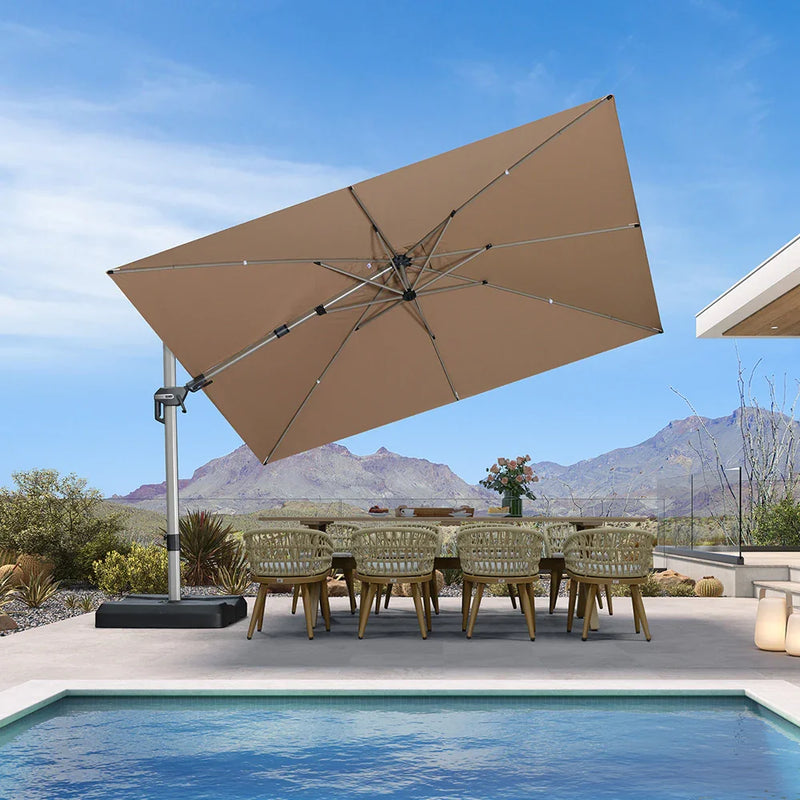 PURPLE LEAF Deluxe Left-Right Tilting Patio Umbrella Outdoor Swivel Cantilever Umbrellas
