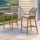 Clearance - PURPLE LEAF Patio Sunbrella Bar Stools Rattan Bar Aluminum Bar Stool Outdoor Barstools with Back and Cushion for Garden Kitchen Island