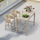 PURPLE LEAF Counter Stools, Bar Stools Set of 2 Rattan Bar Stools Wicker Bar Chairs Woven Aluminum Barstools with Back and Cushions