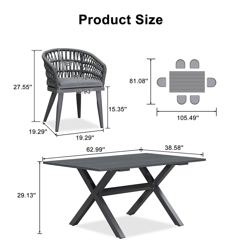 PURPLE LEAF Outdoor Dining Set Rattan Dining Chairs and Table for Garden Patio