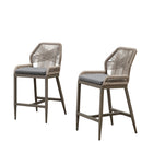 Clearance - PURPLE LEAF Patio Sunbrella Bar Stools Rattan Bar Aluminum Bar Stool Outdoor Barstools with Back and Cushion for Garden Kitchen Island