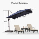 PURPLE LEAF Patio Cantilever Umbrella with Aluminum Offset Hanging for Pool Garden Deck