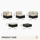 PURPLE LEAF Griffin Symmetrical Patio Conversation Set Black with Cushion Pillows Ottoman and Aluminum Frame for Modern Outdoor Sectional