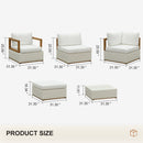 PURPLE LEAF Griffin L-shaped Patio Conversation Set White with Cushion Pillows Ottoman and Premium Leather for Patio Balcony