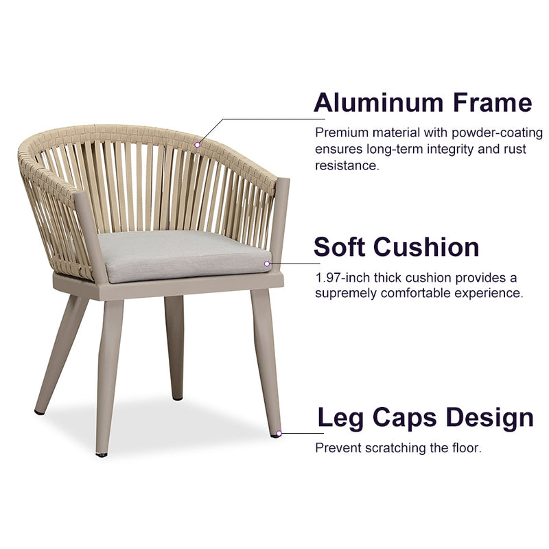 PURPLE LEAF 7/9/11 Pieces Outdoor Dining Set with Aluminium Table and Rattan Chairs, Champagne