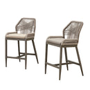 PURPLE LEAF Patio Sunbrella Bar Stools Set of 2  Rattan Bar Aluminum Bar Stool Outdoor Barstools with Back and Cushion for Garden Kitchen Island