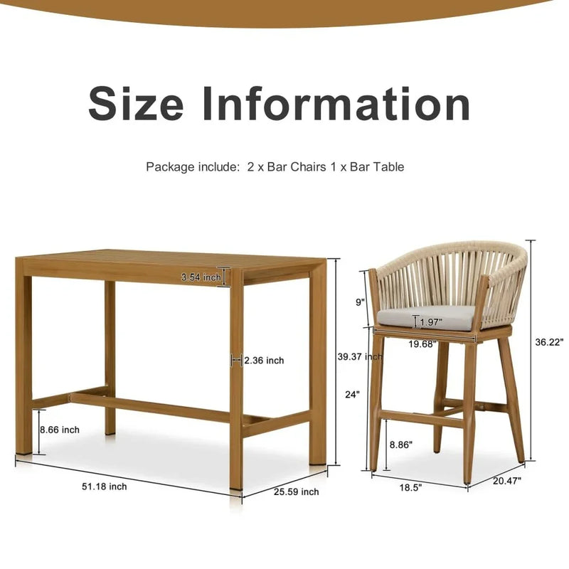 PURPLE LEAF Counter Stools, Bar Stools Set of 2 Rattan Bar Stools Wicker Bar Chairs Woven Aluminum Barstools with Back and Cushions