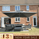 PURPLE LEAF Rectangular Large Outdoor Cantilever Umbrella With Base for Garden, Pool