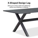 PURPLE LEAF Modern Outdoor Dining Table with 6/8/10 Seats, All-Weather Aluminum Table and Rattan Chairs with Cushions, Champagne