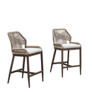 Clearance - PURPLE LEAF Patio Sunbrella Bar Stools Rattan Bar Aluminum Bar Stool Outdoor Barstools with Back and Cushion for Garden Kitchen Island