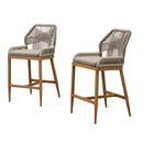Clearance - PURPLE LEAF Patio Sunbrella Bar Stools Rattan Bar Aluminum Bar Stool Outdoor Barstools with Back and Cushion for Garden Kitchen Island