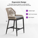 Clearance - PURPLE LEAF Patio Sunbrella Bar Stools Rattan Bar Aluminum Bar Stool Outdoor Barstools with Back and Cushion for Garden Kitchen Island
