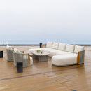 PURPLE LEAF Hailar U-Shaped Patio Conversation Set with Genuine Teak Cushions and Pillows Olefin Rope Backres Outdoor Couch Sets for Porch Garden