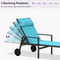 PURPLE LEAF Outdoor Lounge Chair Set of 3 Patio Chaise Pool Lounger Aluminum Frame with Side Table and Wheels for Outside Sunbathing Tanning Recliner Including Pillows