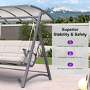 PURPLE LEAF Outdoor Deluxe Modern Swing Chairs with PVC Canopy, Swing for Patio Gadern Porch, Solar LED Light and Cushions Included