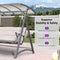 PURPLE LEAF Outdoor Deluxe Modern Swing Chairs with PVC Canopy, Swing for Patio Gadern Porch, Solar LED Light and Cushions Included