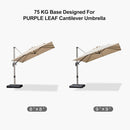 PURPLE LEAF Patio Umbrella Base, ZY01HLRBASE-75. Only for RURPLE LEAF 9' × 11' and 10' × 10' Deluxe Aluminum square single-top cantilever umbrellas. 