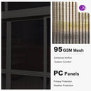 PURPLE LEAF Wall Mounted Sunroom Galvanized Steel Sloped Roof Lean-to Enclosed Aluminum Grey Frame Wood Grain Columns for Outdoor Home Extension