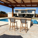 PURPLE LEAF Patio Counter Height Bar Stools Set of 2 Metal Bar Chairs with Back Wicker Woven Stools for Kitchen Island Pool Garden Outdoor Barstools