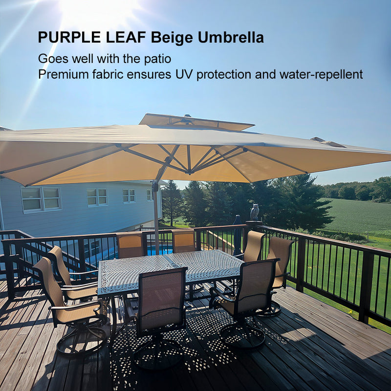 Clearance-PURPLE LEAF OPEN BOX Rectangular Large Outdoor Cantilever Umbrella for Garden, Pool