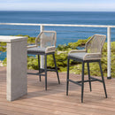 Clearance - PURPLE LEAF Patio Sunbrella Bar Stools Rattan Bar Aluminum Bar Stool Outdoor Barstools with Back and Cushion for Garden Kitchen Island