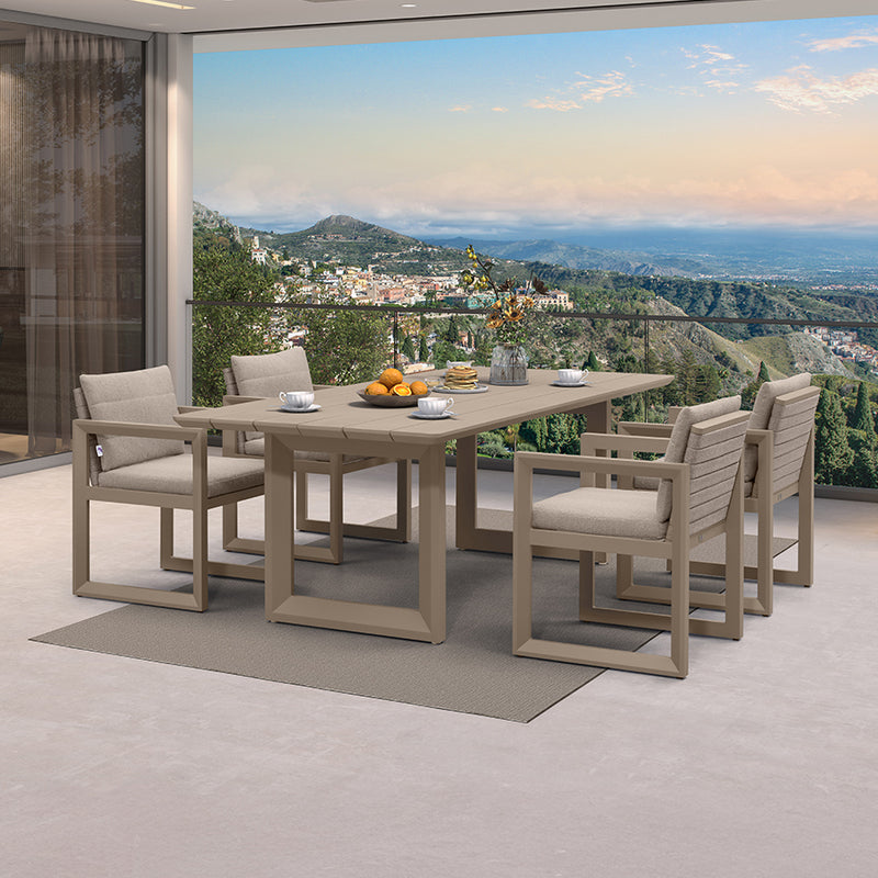 PURPLE LEAF Caesar Outdoor Dining Set Aluminum Luxury Patio Furniture Table and Chairs Set with Olifen Removable Thick Cushion and Pillow Patio Dining Sets for Garden Deck