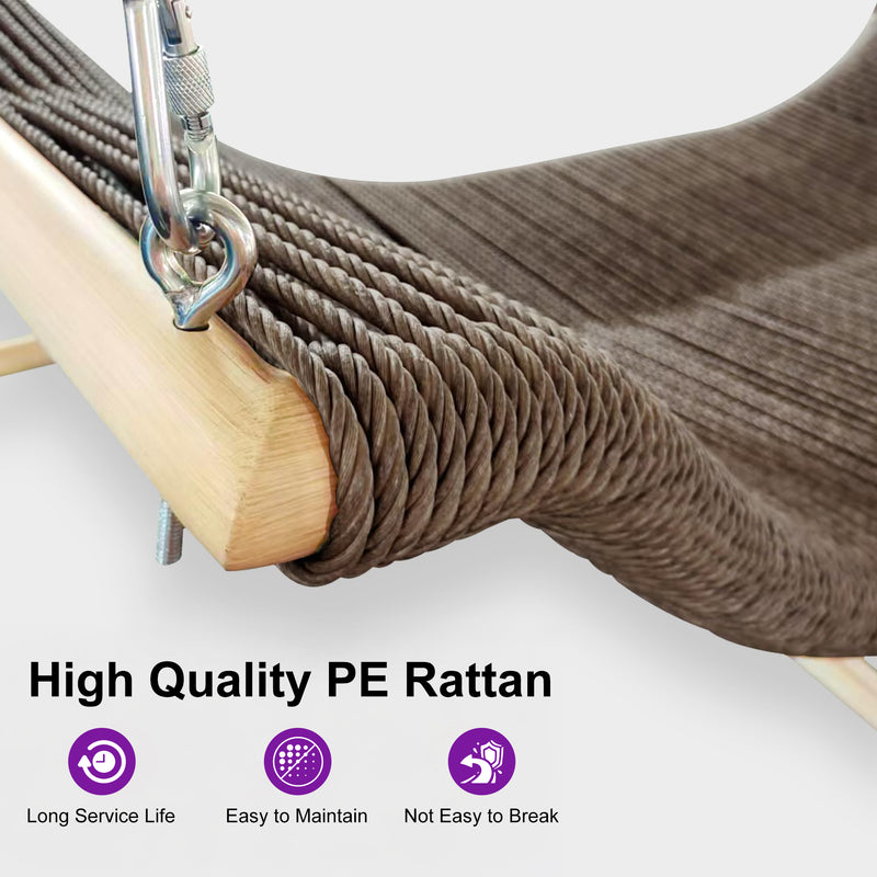 PURPLE LEAF Double Cloud Hanging Chair - Outdoor Patio Rattan Swing Chair with Cushion and Backrest.