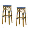 PURPLE LEAF Patio Round Bar Stools Set of 2 Outdoor Backless Barstools Woven Rattan Bar Chair  for Indoor Kitchen Island Bistros Cafe Restaurant