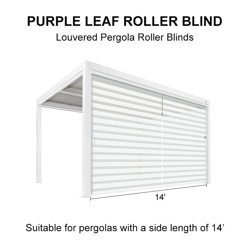 PURPLELEAF Outdoor Louvered Pergola Roller Blinds with Thermal Insulated, UV Protection Waterproof Fabric, Privacy Protection for White Pergola, Easy to Install
