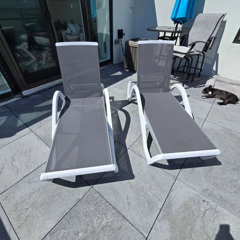 PURPLE LEAF Patio Chaise Lounge Chair Outdoor Plastic Textilene Sun Bathing Recliner Tanning Pool Lounger with 6 Adjustable Position for Outside Beach in-Pool Lawn Poolside