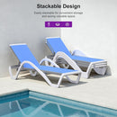 PURPLE LEAF Patio Chaise Lounge Chair Outdoor Plastic Textilene Sun Bathing Recliner Tanning Pool Lounger with 6 Adjustable Position for Outside Beach in-Pool Lawn Poolside
