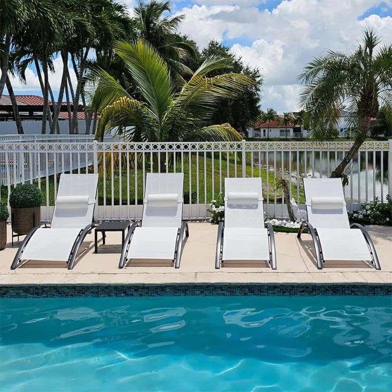 PURPLE LEAF Patio Chaise Lounge Set Outdoor Beach Pool Sunbathing Lawn Lounger Recliner Chair Outside Chairs with Side Table Included