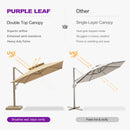 PURPLE LEAF Provence Series Outdoor Cantilever Patio Umbrella with Champagne Gold Frame for Terrace, Deck & Lounge