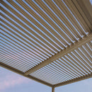 PURPLE LEAF Caesar Solar Louvered Pergola with LED Strip Lights and Control Panel Aluminum Outdoor Pergola with Adjustable Roof for Patio Deck Garden Yard Champagne