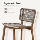 PURPLE LEAF Patio Counter Height Bar Stools Set of 2 Metal Bar Chairs with Back Wicker Woven Stools for Kitchen Island Pool Garden Outdoor Barstools