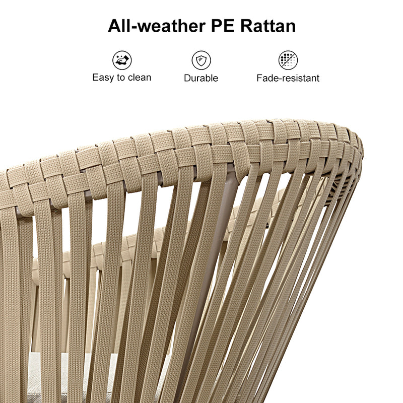 PURPLE LEAF 7/9/11 Pieces Outdoor Dining Set with Aluminium Table and Rattan Chairs, Champagne