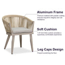 PURPLE LEAF 2 Pieces Patio Dining Chair Set Wicker Outdoor Furniture Seating Aluminum Bistro Set  with Cushions for Garden Kitchen