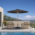 PURPLE LEAF Premium Teak‑Finish Aluminum Frame Outdoor Patio Market Umbrella with Rope Pulley Lift