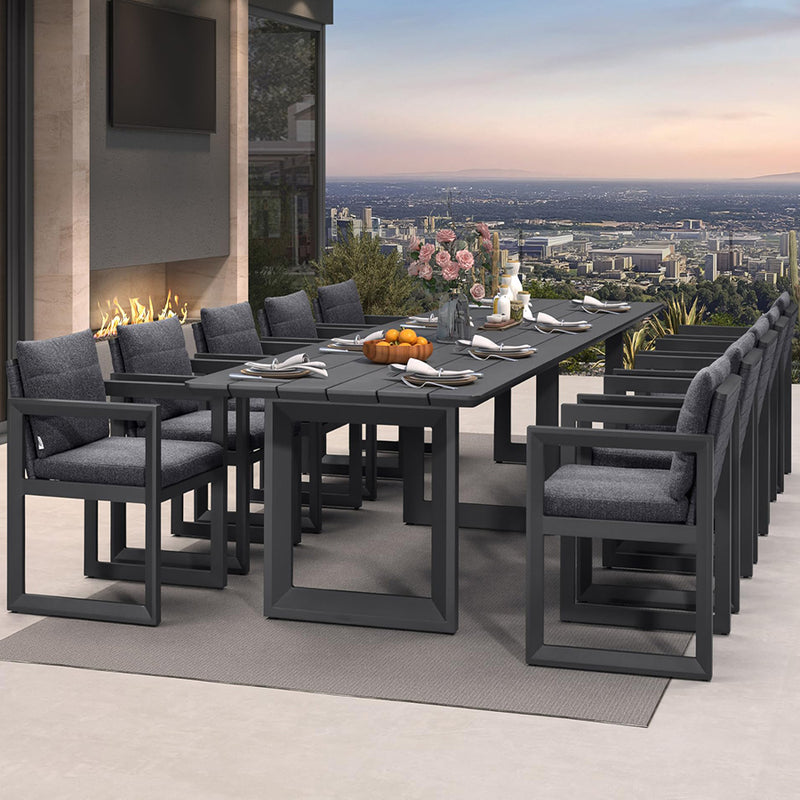 PURPLE LEAF Caesar Outdoor Dining Set Aluminum Luxury Patio Furniture Table and Chairs Set with Olifen Removable Thick Cushion and Pillow Patio Dining Sets for Garden Deck