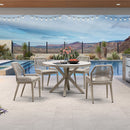 PURPLE LEAF Round Outdoor Dining Set Patio Aluminum Dining Set Round Table and Wicker Chairs with Sunbrella Cushions for Kitchen Deck