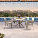 PURPLE LEAF Round Outdoor Dining Set Patio Aluminum Dining Set Round Table and Wicker Chairs with Sunbrella Cushions for Kitchen Deck