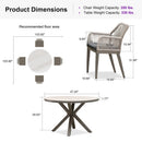 PURPLE LEAF Round Outdoor Dining Set Patio Aluminum Dining Set Round Table and Wicker Chairs with Sunbrella Cushions for Kitchen Deck