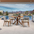 PURPLE LEAF Round & Rectangle Outdoor Dining Table HPL Aluminum Tabletop Modern Dining Table for Deck Kitchen