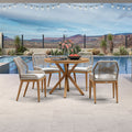 PURPLE LEAF Round Outdoor Dining Set Patio Aluminum Dining Set Round Table and Wicker Chairs with Sunbrella Cushions for Kitchen Deck