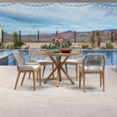 PURPLE LEAF Round Outdoor Dining Set Patio Aluminum Dining Set Round Table and Wicker Chairs with Sunbrella Cushions for Kitchen Deck