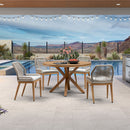 PURPLE LEAF Round & Rectangle Outdoor Dining Table HPL Aluminum Tabletop Modern Dining Table for Deck Kitchen