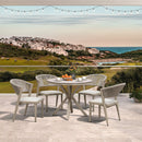 PURPLE LEAF Round Patio Dining Set with Aluminum Frame and Wicker Rattan Dining Chair with Comfortable Cushions for Deck Porch Kitchen Outdoor